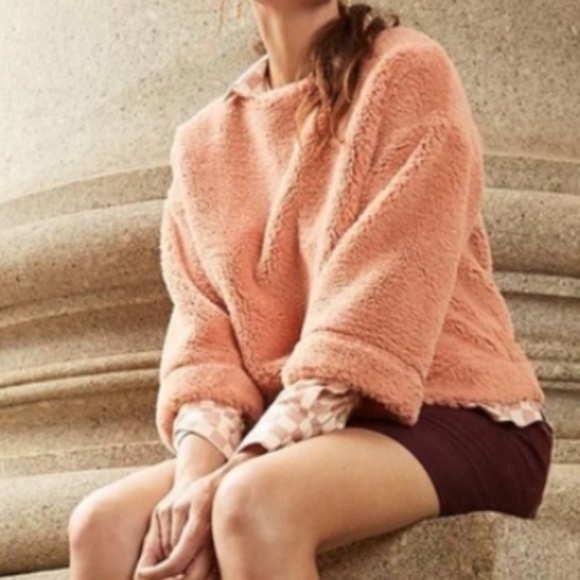 Madewell Women’s Superfurry Top Tinted Pink 3/4 Sleeve  NWOT - Picture 1 of 7